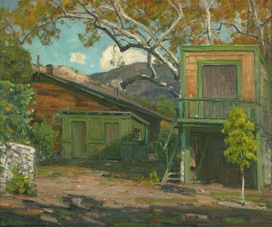A cheerful work by renowned Laguna Beach painter William Wendt (1865-1946), ‘Canyon Cottage,’ was assigned an estimate of $30,000 to $50,000. It sold for $54,000. John Moran Auctioneers image