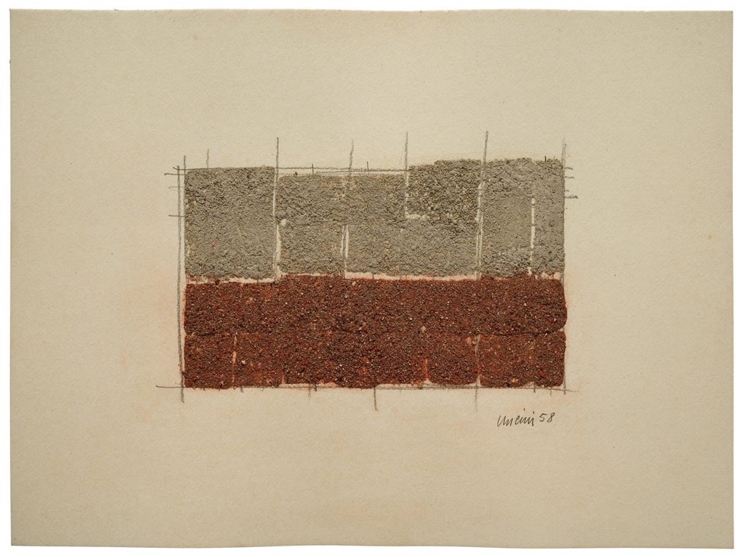Giuseppe Uncini, ‘Senza titolo,’ 1958, argilla su cartone, 23 x 31 cm. Courtesy Cardi Gallery