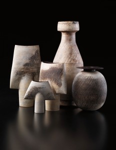 A carefully chosen selection of significant works by Hans Coper was assembled by influential American collectors Betty Lee and Aaron Stern. The Phillips New York sale of the collection in late 2013 established a new price scale for the artist’s designs. In this grouping of vases, the ovoid form with disc top at right, made about 1969, brought $100,000. Phillips image
