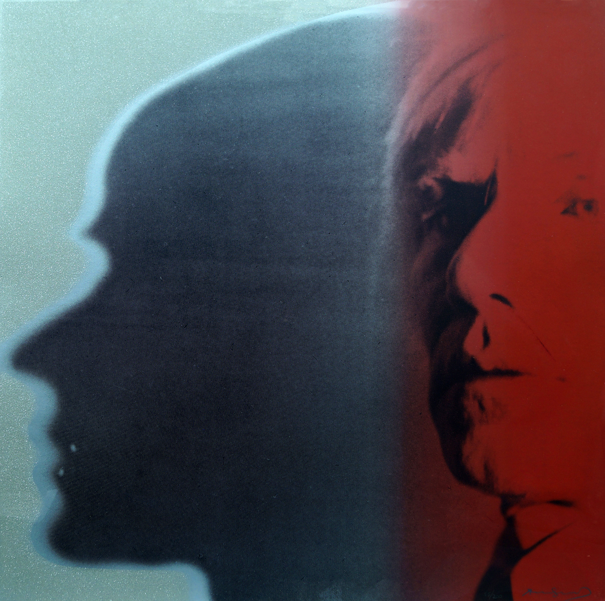 The 1981 screenprint in colors titled 'The Shadow' is a self-portrait belonging to the Myth series of 10 screenprints that exemplify Warhol's sense of the powerful motifs of his time. Roseberys London images