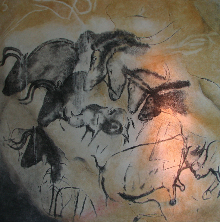 Replica of the painting from the Chauvet cave, in the Anthropos museum, Brno. Image courtesy of Wikimedia Commons.