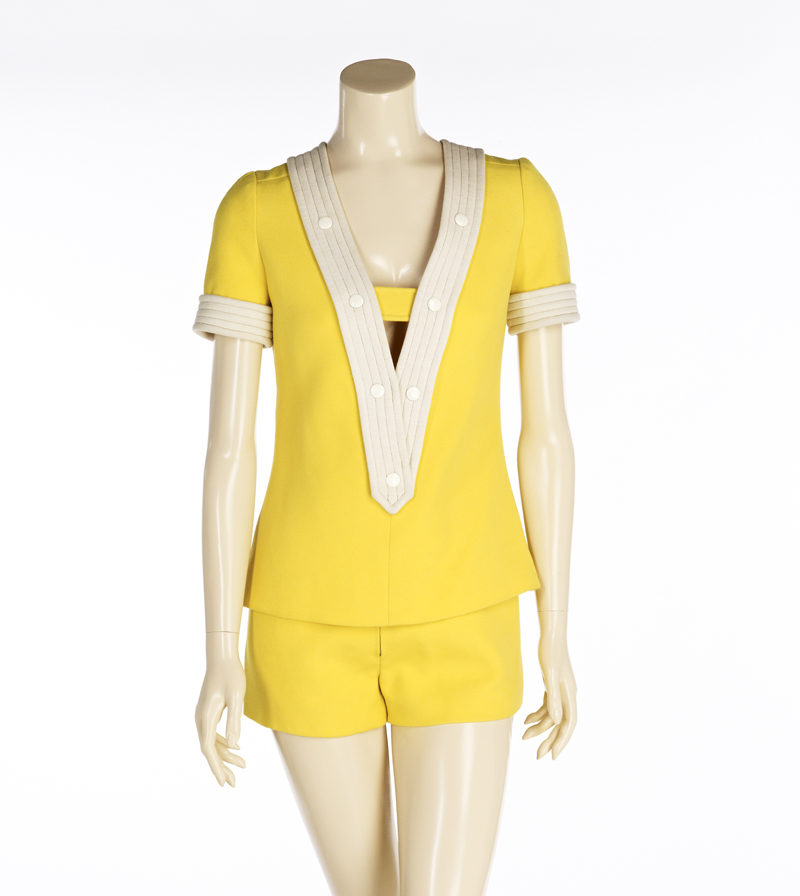 André Courrèges (French, b. 1923) designed this wool tunic and hot pants, late 1960s or early 1970s. Indianapolis Museum of Art, Fashion Arts Society Acquisition Fund, 2013.62A-B © André Courrèges