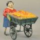 This toy, probably made in France, shows a 6-inch-high 19th-century fruit vendor. A clockwork mechanism makes the woman's legs walk. The rarity of the toy and its almost perfect paint encouraged a bidder to buy it for $339 in September 2014 at a Bertoia auction in Vineland, New Jersey.