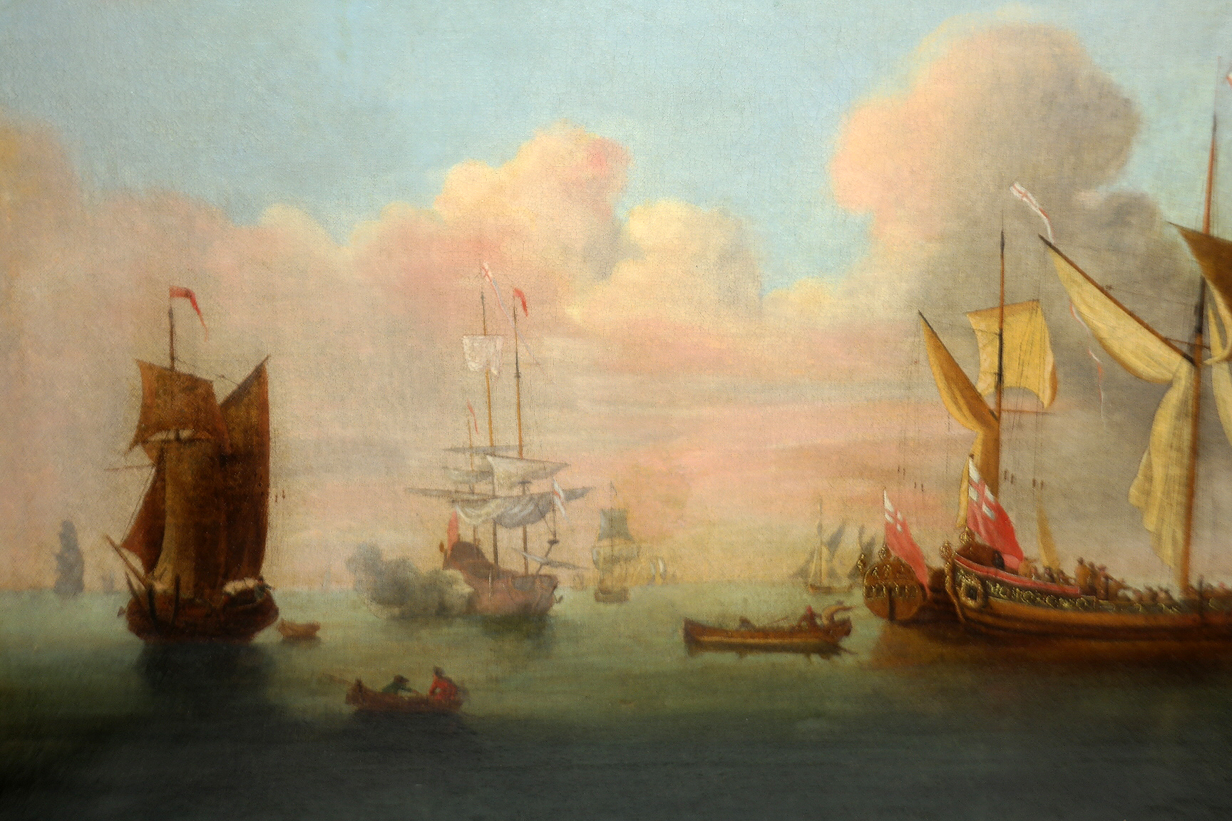 Seventeenth century European marine painting, oil on canvas, unsigned, sight size: 21 1/2 x 32 inches. Estimate: $4,000-$8,000. Sarasota Estate Auction images