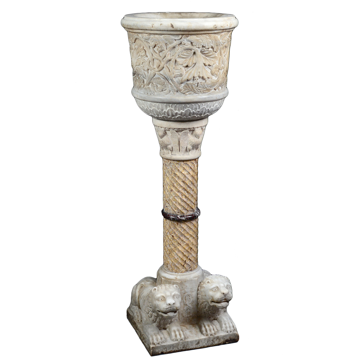 19th century English alabaster jardinière on pedestal. Auction Gallery of the Palm Beaches image