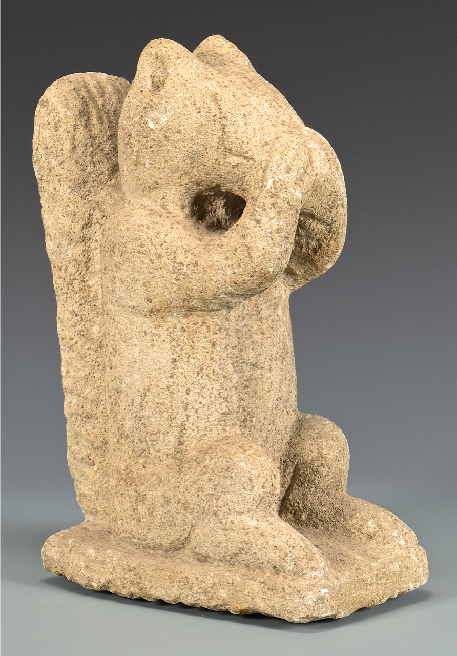 This carved limestone squirrel by William Edmondson (American/Nashville, Tenn., 1884-1951) will be featured in Case Antiques' auction July 18. It carries a $30,000-$35,000 estimate. Case Antiques Inc. Auctions & Appraisals image