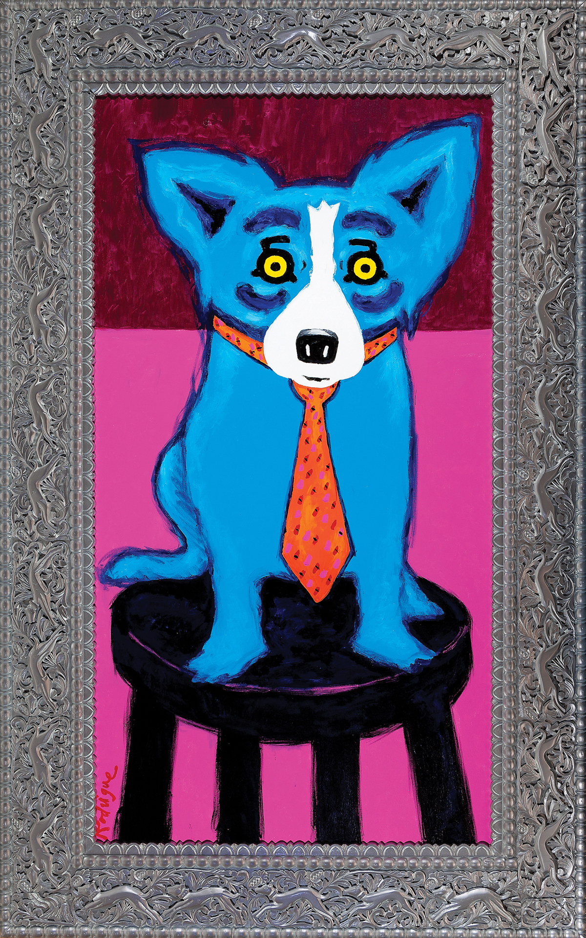 The $173,275 realized for 'Chairman of the Board' represents a record price for a work by George Rodrigue at auction. Neal Auction Co. images