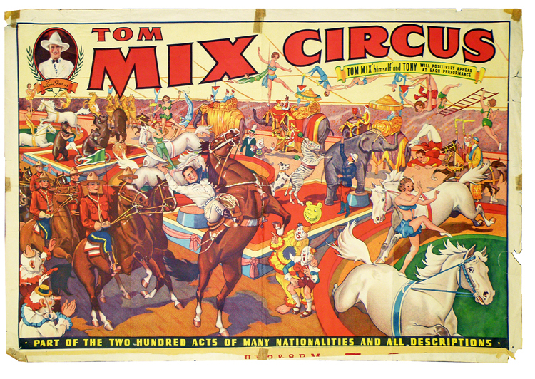 Rare Tom Mix Circus poster. Mosby & Co. image