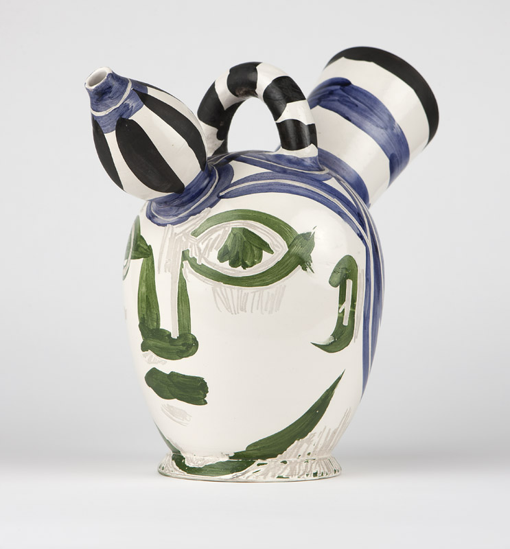 This polychrome glazed and knife-engraved pottery pichet à glace, designed by Pablo Picasso for Madoura, outstripped its $12,000-$18,000 estimate at Moran’s April 28 auction, bringing $36,000. John Moran Auctioneers images