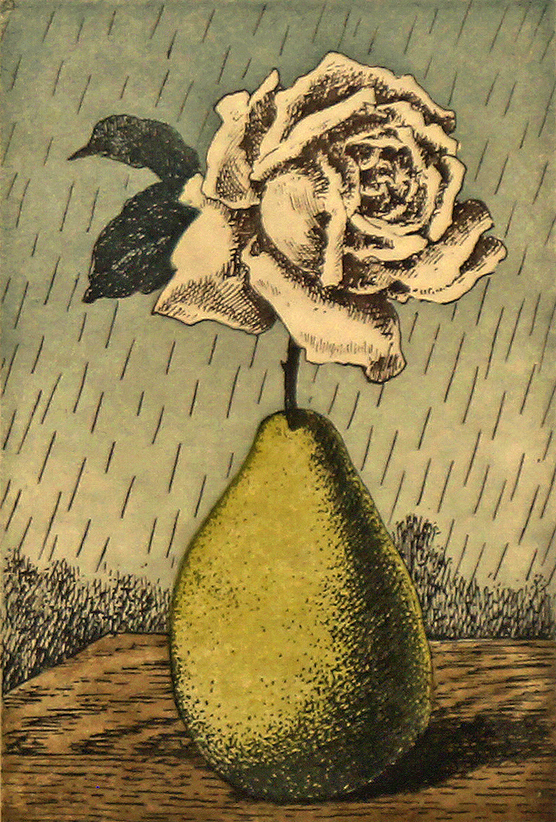 'Poire et Rose,' a Rene Magritte etching with aquatint, sold for 4,182 pounds. Roseberys images