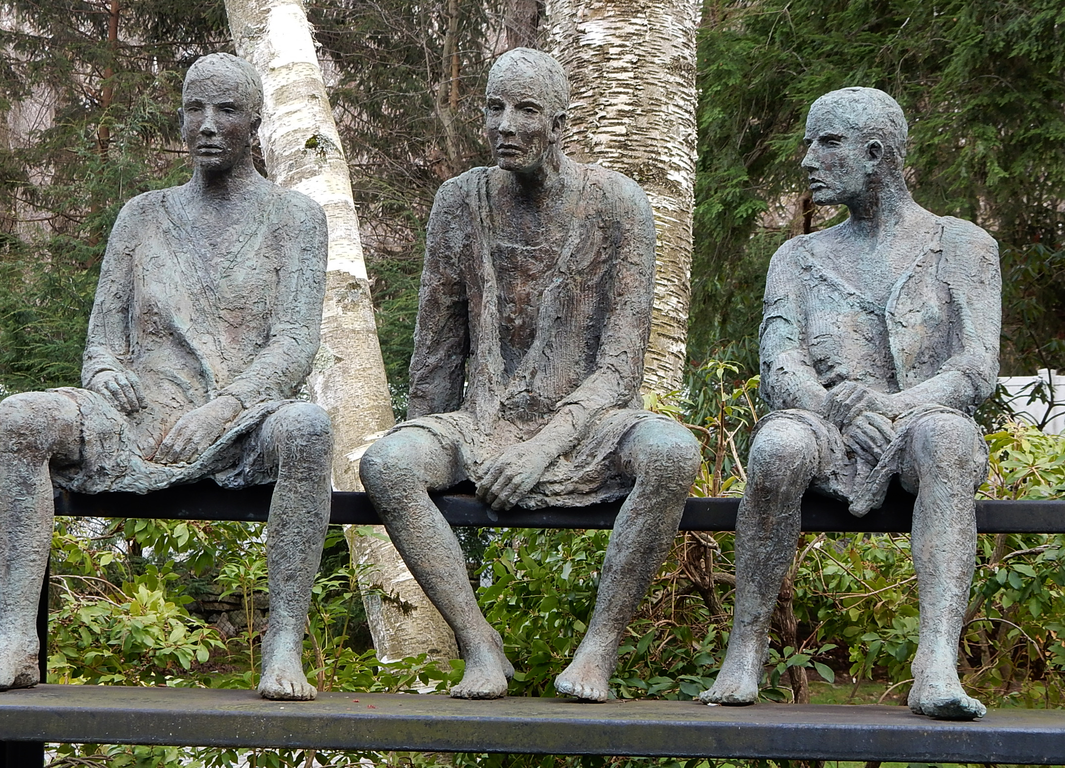 'Three Men on a Bench,' a bronze outdoor figural group by Dutch-born sculptor Hannek Beaumont has an estimate of $10,000-$20,000. Roland Auctions NY images