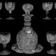 A cut glass decanter in the Chrusanthemm pattern by Hawkes comes with an underplate and eight matching wine glasses. Woody Auction images
