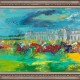 Leroy Neiman, perhaps the most influential sports artist of the 1960s and 1970s, is represented in the auction by his masterful 1967 acrylic on Masonite titled ‘Racing,’ which is expected to bring more than $50,000. Heritage Auctions images.