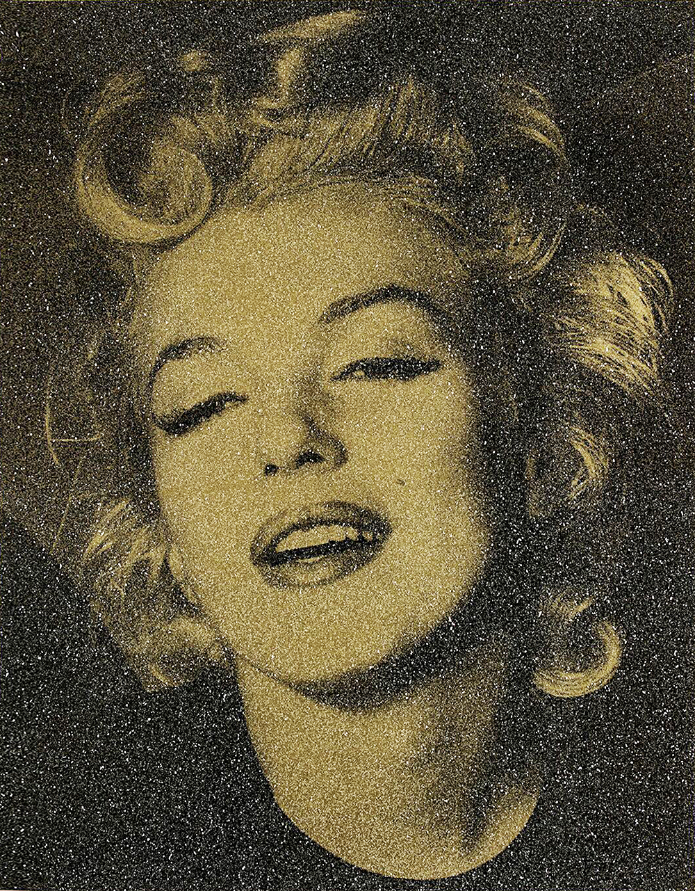Russell Young (British/American, b. 1959-), 'Marilyn Hope Liquid Gold and Black,' 2013, acrylic paint, enamel screenprint, estimate £4,000-£6,000. Image courtesy of Roseberys