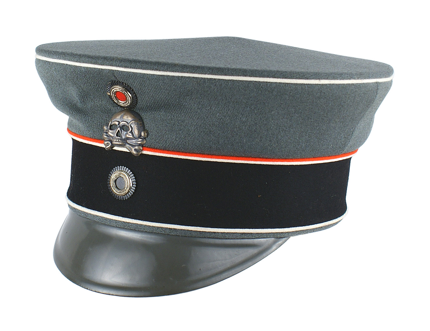Kaiser Wilhelm II of Germany’s peaked cap from the early 20th century, for the 17th Brunswick Hussars, in excellent condition (minimum bid: $12,500). Mohawk Arms, Inc. image