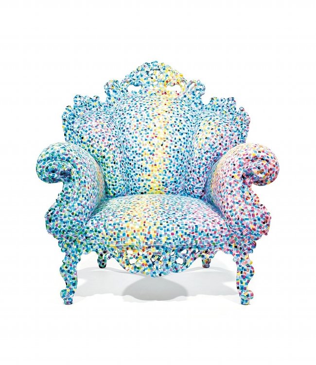Designed in 1978, this colorful Alessandro Mendini baroque Proust armchair may sell for as much as €30,000. Nova Ars Auction image