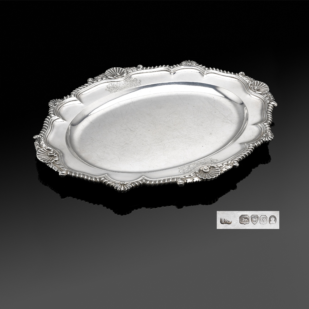George IV meat platter by Paul Storr,  hallmarked London 1829 with the maker's mark, 17 inches 65.29 troy ounces. Estimate: £3,000- £5,000. Fellows image