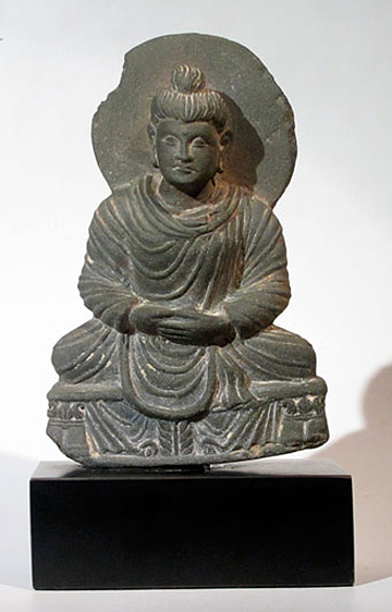 Gandhara schist figure of Buddha, third-fourth century. Estimate: $2,000-$2,400. Artemission image
