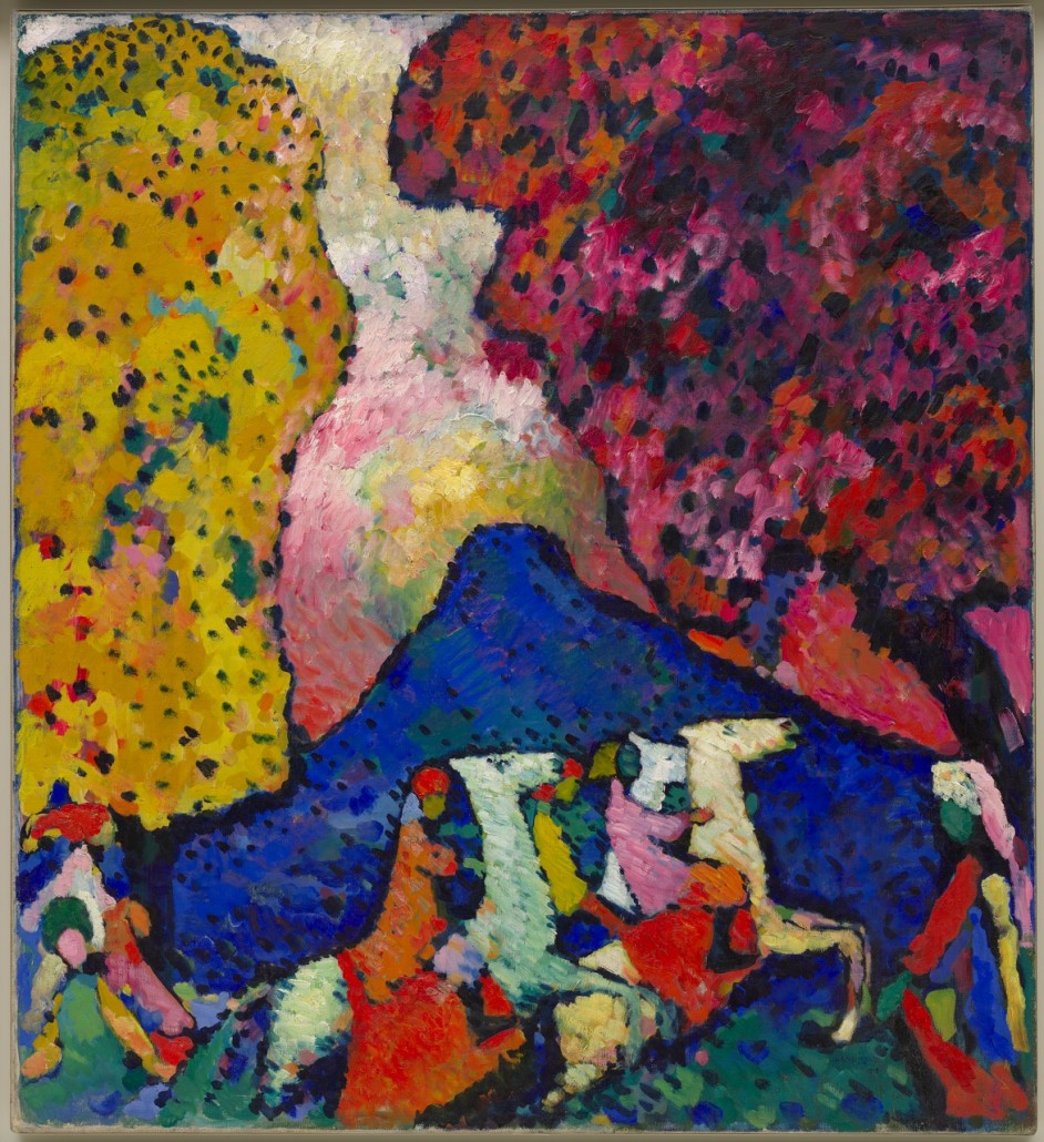 Vasily Kandinsky, Blue Mountain (Der blaue Berg), 1908–09. Oil on canvas, 106 x 96.6 cm. Solomon R. Guggenheim Museum, New York, Solomon R. Guggenheim Founding Collection, by gift 41.505