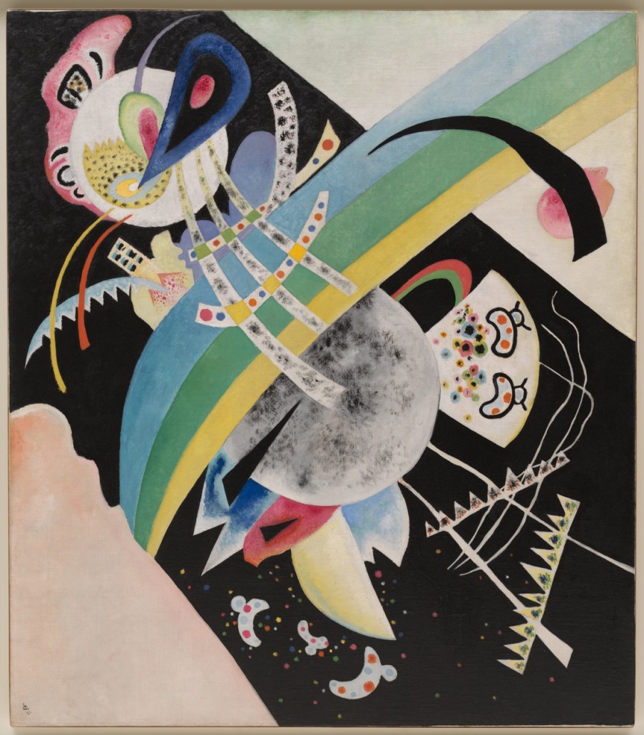 Vasily Kandinsky, Circles on Black (Krugi na Chyomom) (Kreise auf Schwarz), 1921. Oil on canvas, 136.5 x 120 cm. Solomon R. Guggenheim Museum, New York, Solomon R. Guggenheim Founding Collection 46.1050