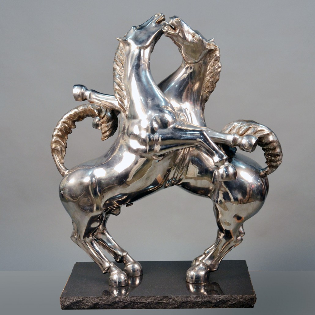 Arturo Di Modica (Italian American, b.1941) chromed metal sculpture (est. $6,000-$9,000). Capo Auction Fine Art and Antiques image