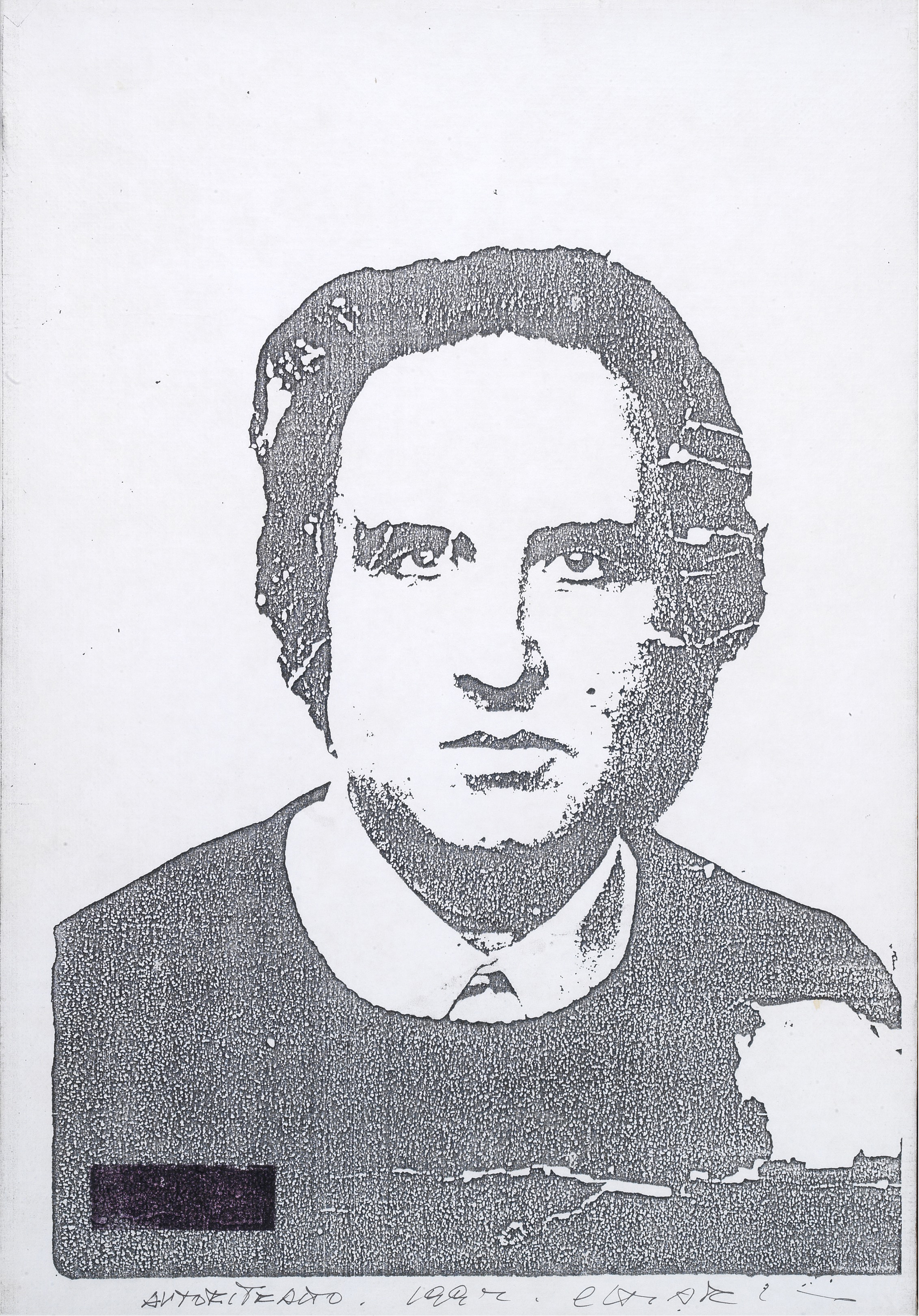 Giuseppe Chiari, ‘Autoritratto,’ 1992, fotocopia su carta su tela, cm 43 x 30, Courtesy Tornabuoni Art