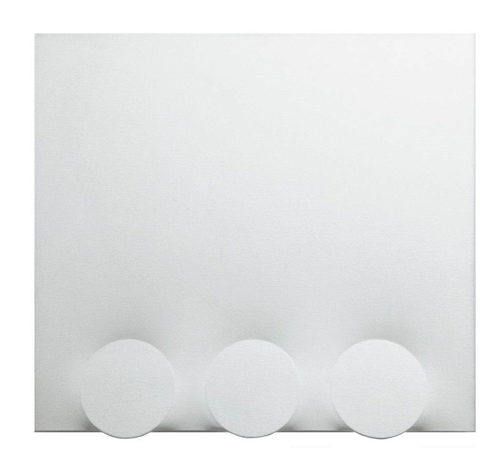 Turi Simeti, ‘Three White Rounds,’ 1988, 90cm x 100cm. Courtesy Dep Art Gallery