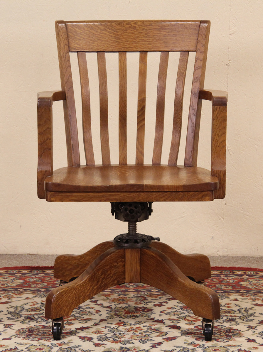 The wooden office chair of the 19th century has changed with technology. The base became iron, the chair could tilt and swivel, and the back could lean. But it all was replaced when the mesh-backed chair was introduced in 1994. This antique wooden chair is priced $695 at Harp Gallery (Harpgallery.com) in Appleton, Wisconsin.