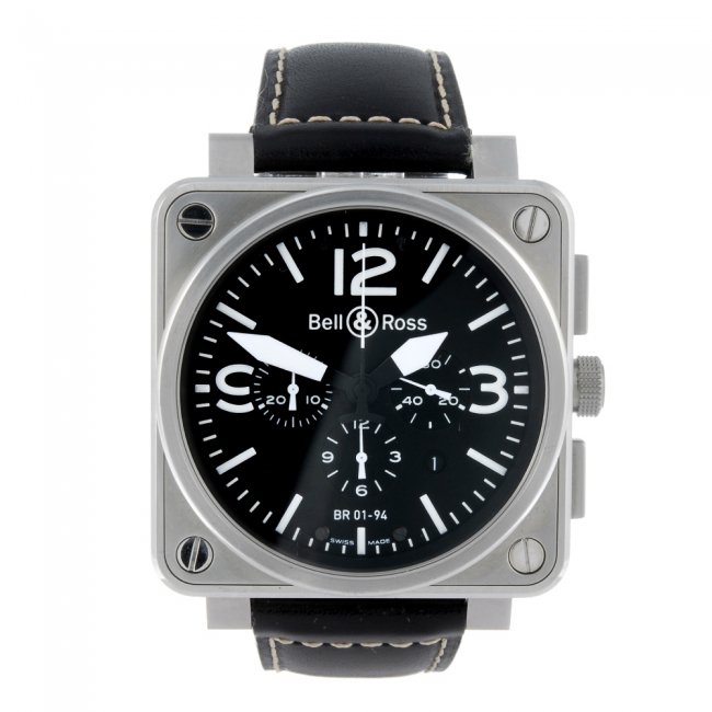 Bell & Ross – men’s stainless steel Collection Aviation chronograph wrist watch. Estimate £1,500-£2,000. Fellows image