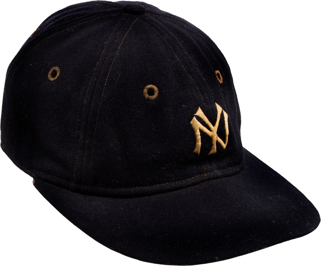 This early 1930s Lou Gehrig game-worn New York Yankees cap realized $179,250. Heritage Auctions image