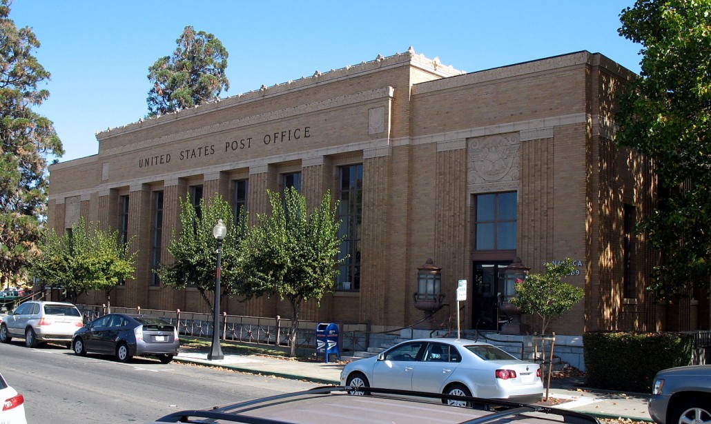 Commissioned in 1933, the  U.S. Post Office in Napa, Calif., is on the National Register of Historic Places. Image by Sanfranman59. This file is licensed under the Creative Commons Attribution-Share Alike 3.0 Unported, 2.5 Generic, 2.0 Generic and 1.0 Generic license.