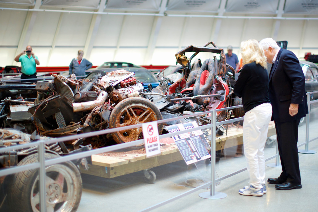 The 'Great 8' sinkhole Corvettes have been placed back on display in the Museum's Skydome. Photo by: Maddie Powers / National Corvette Museum