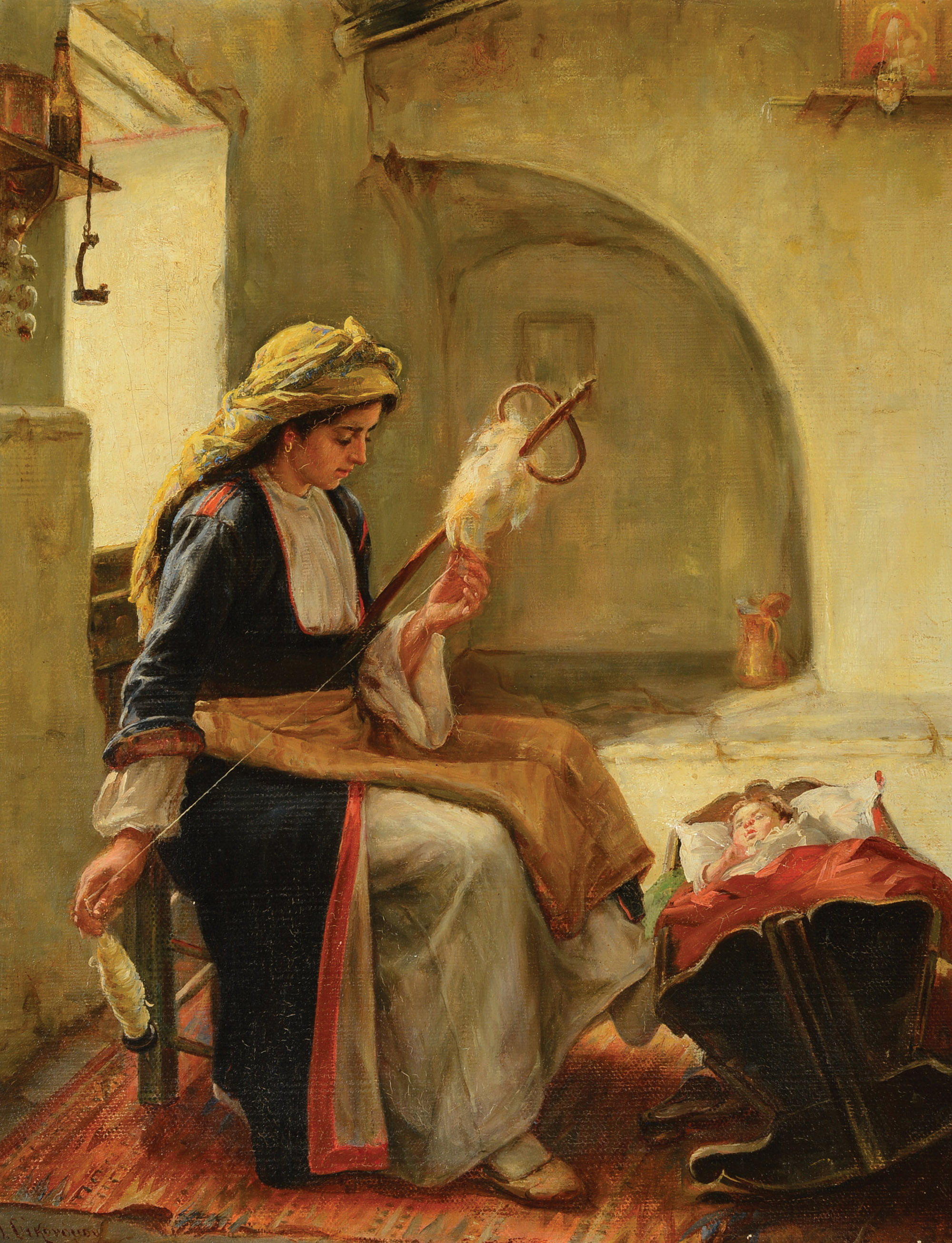 Greek School, 'Woman and Child,' oil on canvas, late 19th/early 20th century. Price realized: $6,490. Michaan's image