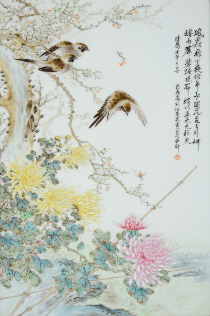 Deng Xiaoyu (1920-2000: Autumn porcelain plaque. Estimate: $1,000-$1,500. Michaan’s Auctions image
