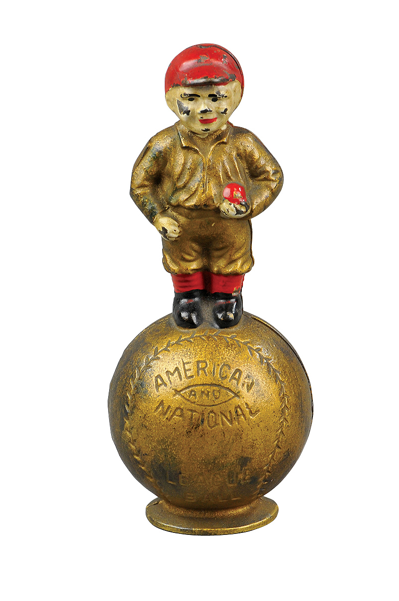 Hubley Mascot cast-iron still bank, pristine condition, est. $2,500-$3,000. Bertoia Auctions image