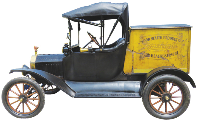 1915 Model T Ford peddler’s truck, made for Rawleigh’s Products, in very good original running condition. Showtime Auction Services image
