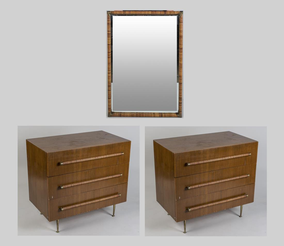 Pair of Widdicomb chests and matching mirror. Sold for $4500.