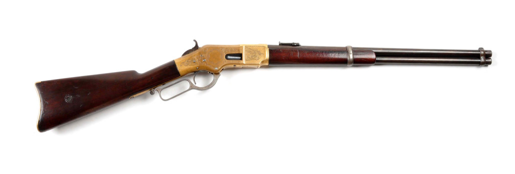 Winchester Model 1866 S.R.C., manufactured in 1877, engraved by master artist Conrad Ulrich, est. $35,000-$55,000.