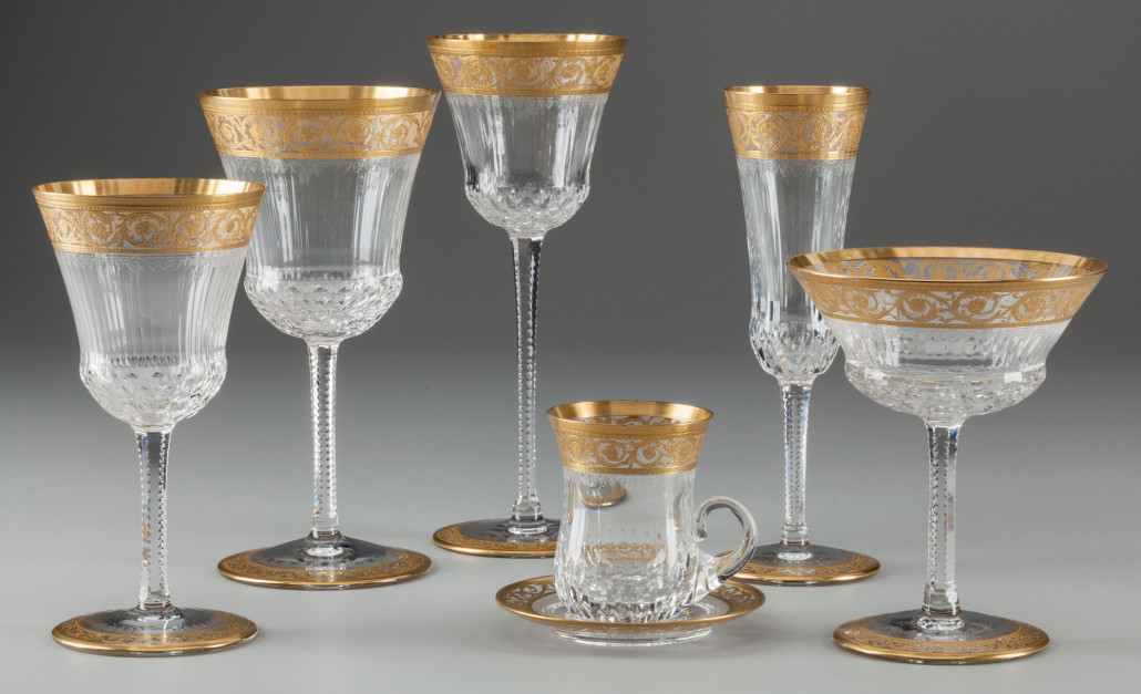 St. Louis stemware service for 16, encompassing 100 pieces. Price realized: $21,250. Heritage Auctions image