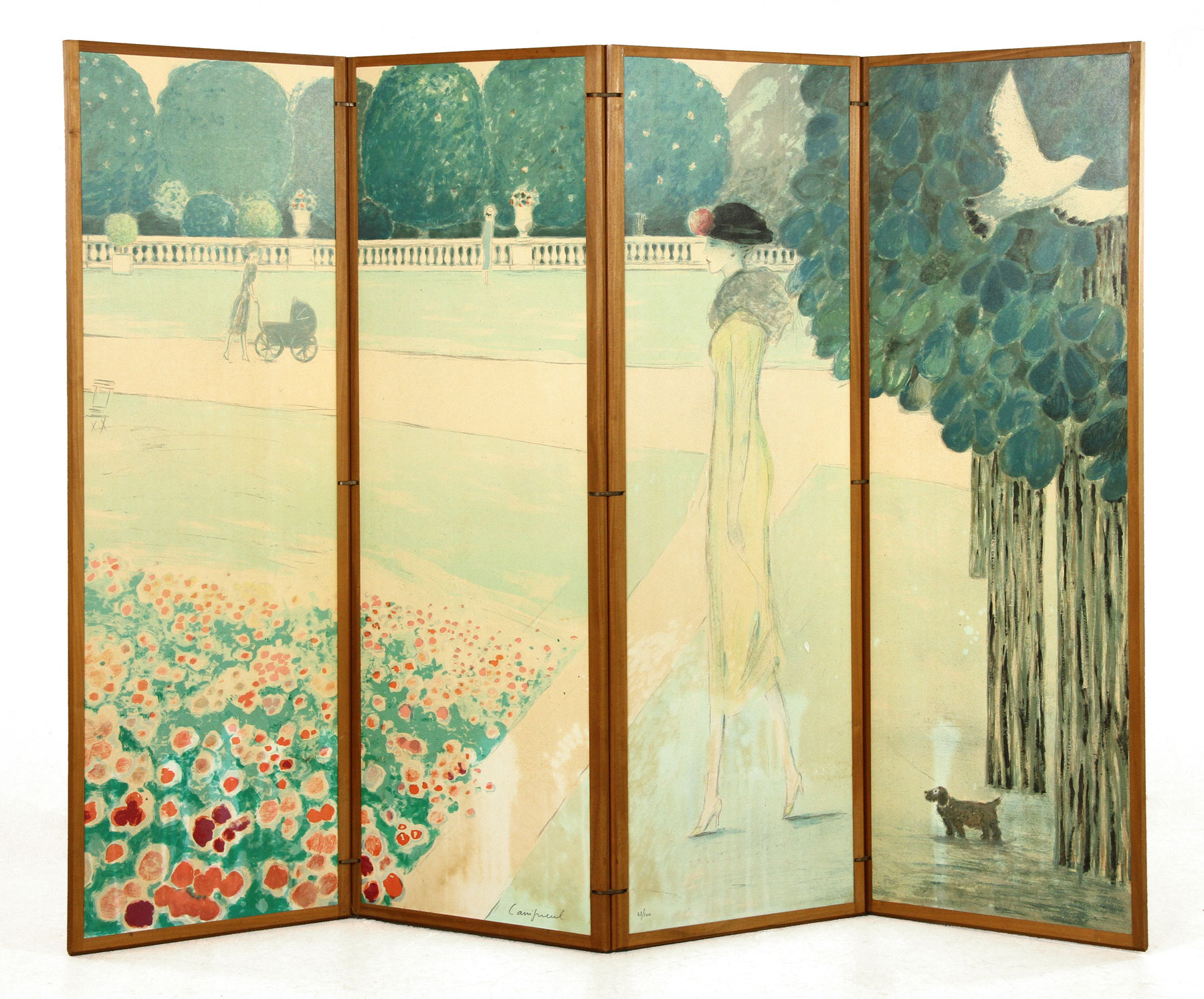 Jean-Pierre Cassigneul (French, b. 1935), four-panel wood screen, ‘Le Jardin du Luxembourg.’ Estimate: $40,000-$70,000. Kaminski Auctions image