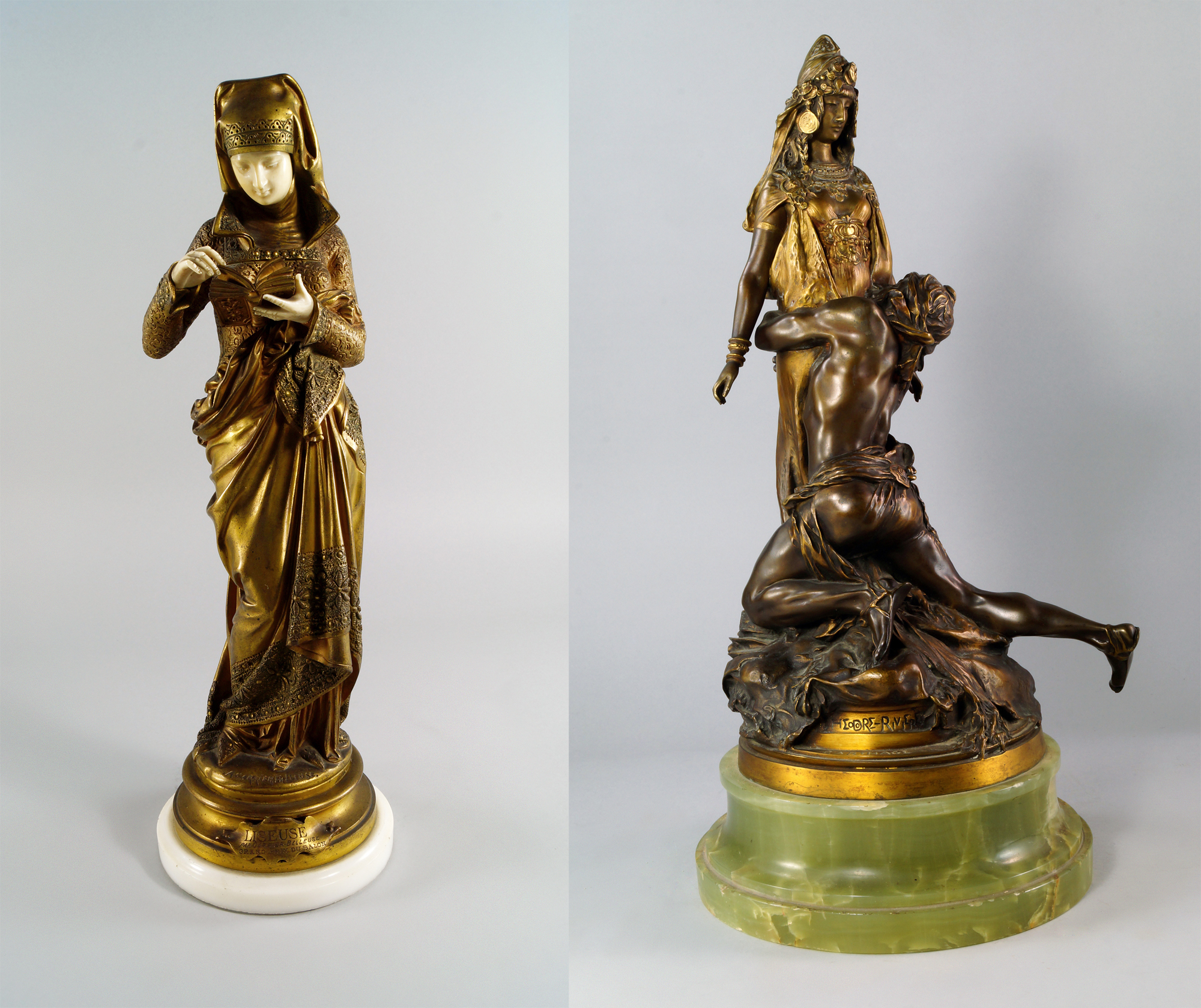 The bronze on the left is by French sculptor Theodore Riviere and sold for £1,968. The one on the right, by Albert Carrier-Belleuse, brought. £1,599. Roseberys images