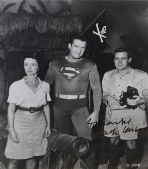 In this publicity still for the TV series The Adventures of Superman, Jack Larson (right) appears as Jimmy Olson in a pirate-themed episode with Noel Neill as Lois Lane, and George Reeves as Superman. Image courtesy of LiveAuctioneers Archive and J. Sugarman Auction Corp.