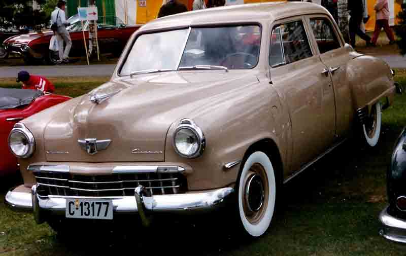From Studebaker's later period, a circa-1949 Champion 4-door sedan. Photo by Lars-Göran Lindgren Sweden, licensed under the Creative Commons Attribution-Share Alike 3.0 Unported license.