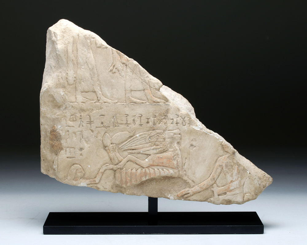 Translated Egyptian stone stele fragment, circa 6th century BCE to 332 BCE, est. $5,000-$7,000