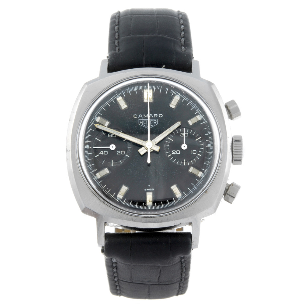 Lot 95 – Heuer, a man's stainless steel Camaro chronograph wristwatch. Estimate: £900-£1,500. Fellows image
