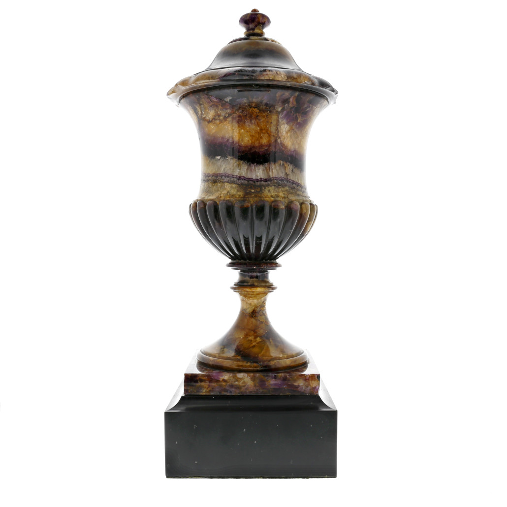 Regency Blue John campana-form urn and cover, early 19th century. Estimate: £15,000 – £20,000. Fellows image