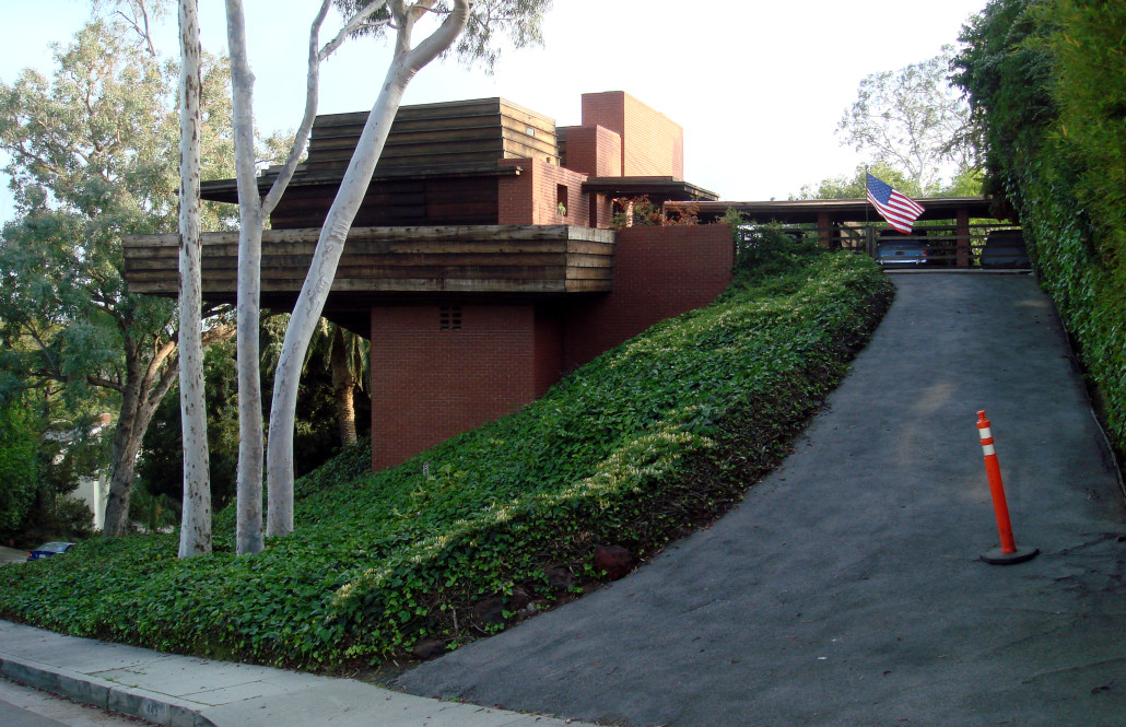 Frank Lloyd Wright's Sturges House, built in 1939 in Los Angeles, California, and the private residence of Jack Larson until his death on Sept. 20, 2015. Photo by Bob Ha'Eri. licensed under the Creative Commons Attribution 3.0 Unported license.