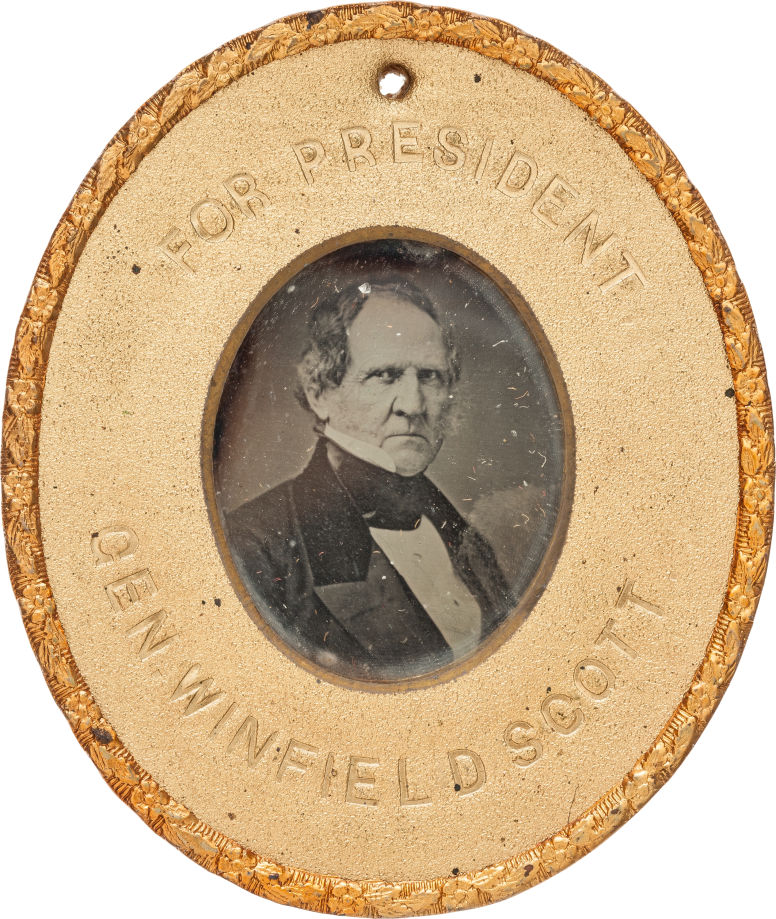 Rare 1852 daguerreotype for Winfield Scott’s presidential campaign. Estimate: $20,000+. Heritage Auctions image