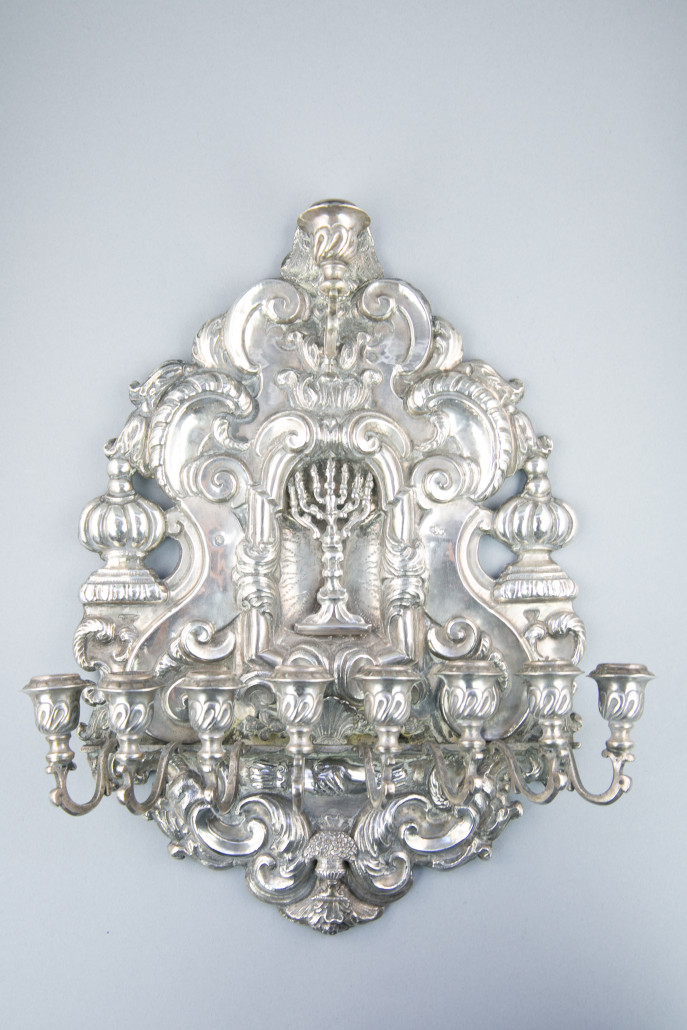 Eighteenth century Italian silver Chanukah lamp, estimate: $15,000-$25,000. Westport Auction image