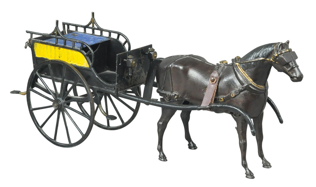 Circa-1893 Ives horse-drawn cart, 18 inches long, est. $14,000-$18,000